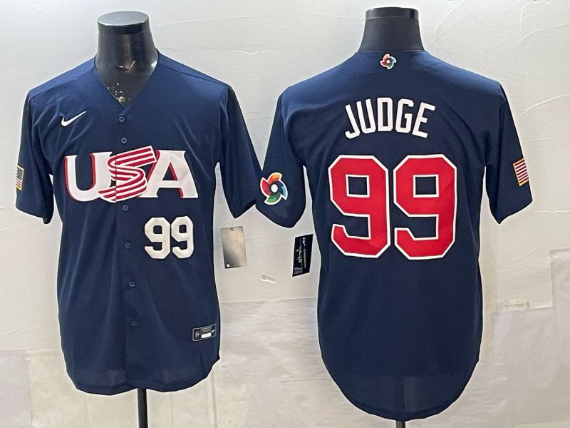 Men 2026 World Cub USA #99 Judge Blue Nike MLB Jersey style 05->youth mlb jersey->Youth Jersey
